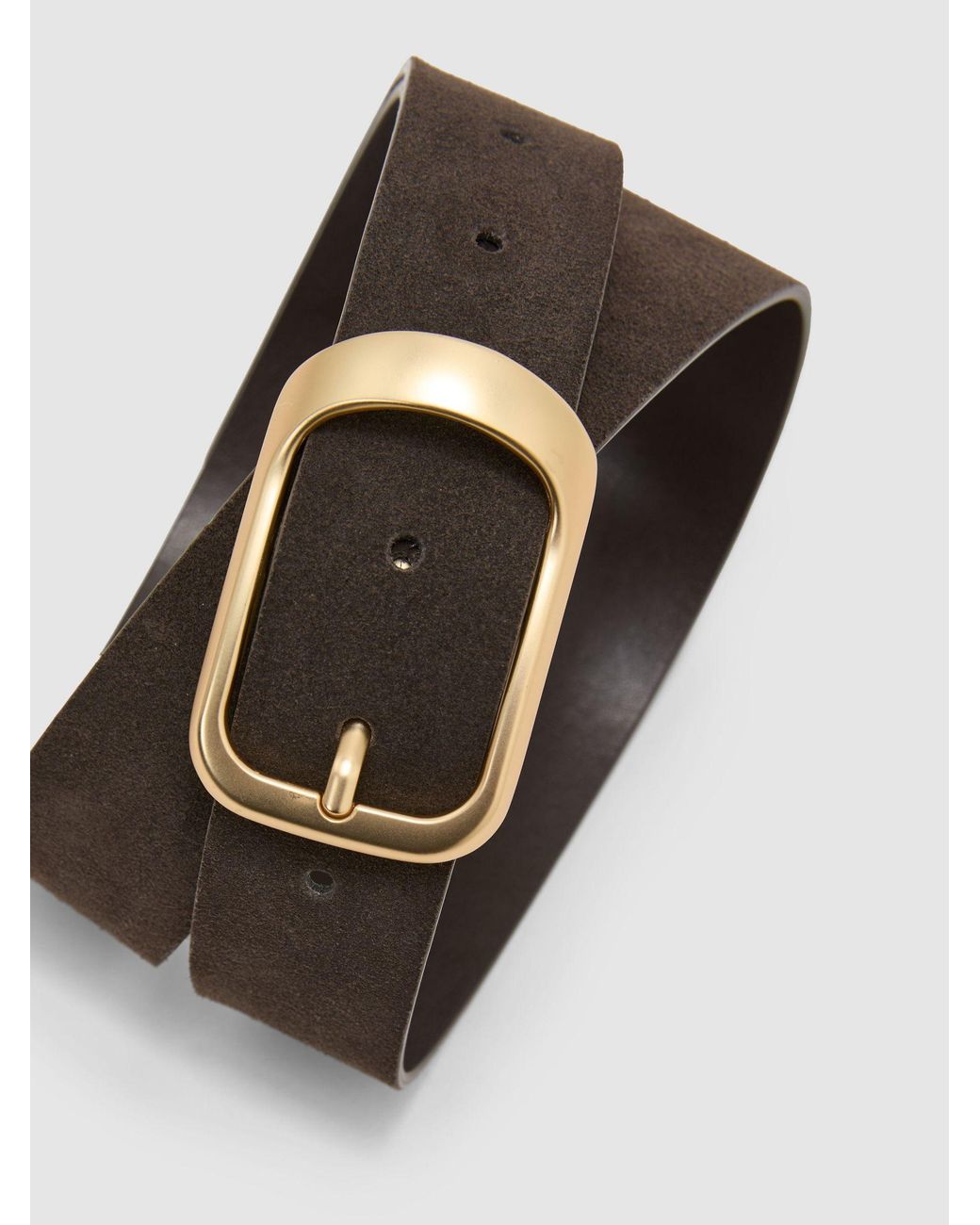Reiss Black Evie - Grey Leather Curved-buckle Belt, Medium