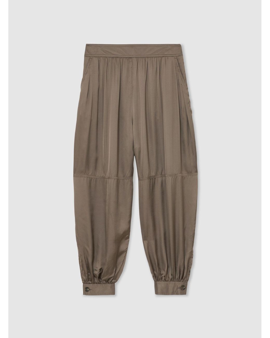 Reiss Brown Neave - Taupe Neutral Satin Balloon-leg Trousers, Us 6 Long