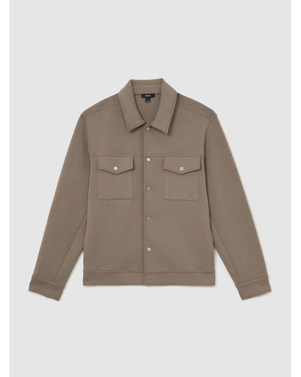 Reiss Multicolor Sueded Interlock Jersey Twin-Pocket Overshirt for men