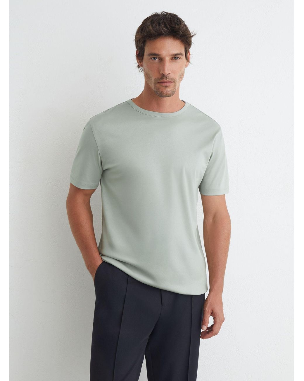 Reiss Gray Count - Light Sage Green Air-water Cotton Tailored-fit T-shirt, Xxl for men
