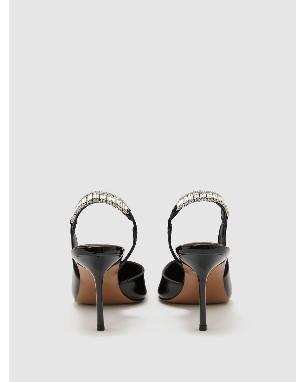 Reiss Black Patent Leather Crystal-Slingback Court Shoes