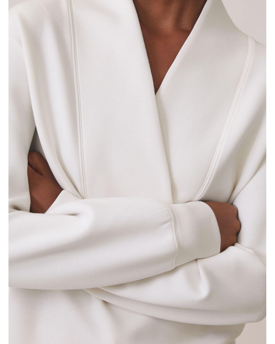 Reiss Natural Premium Interlock Shawl-Neck Sweatshirt With