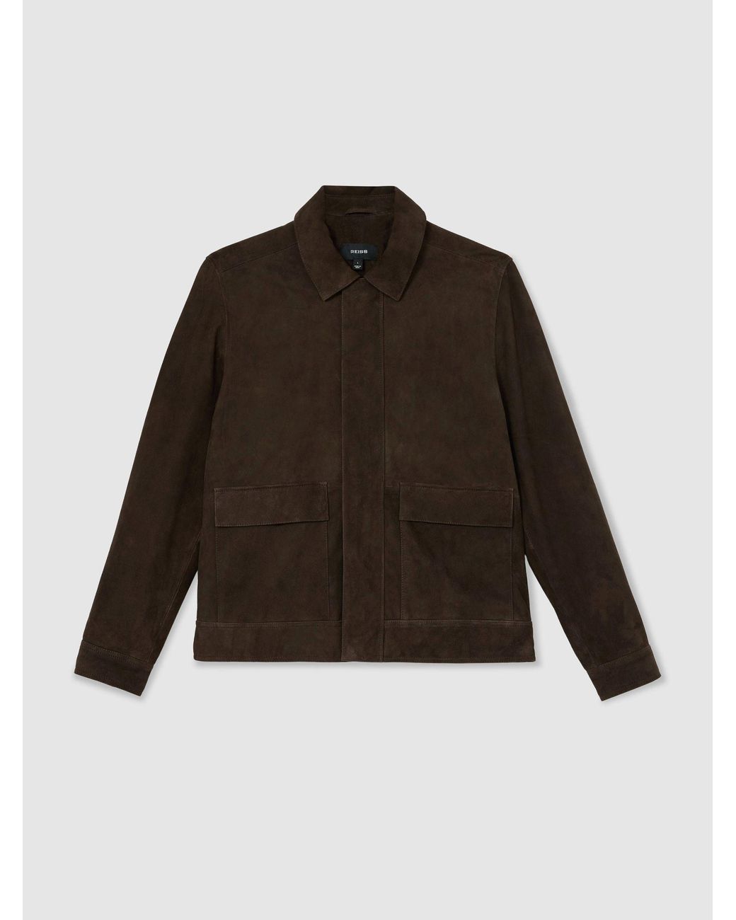 Reiss Brown Suede Twin-Pocket Jacket for men