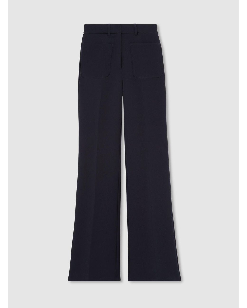 Reiss Blue Twill Patch-Pocket Flared Trousers