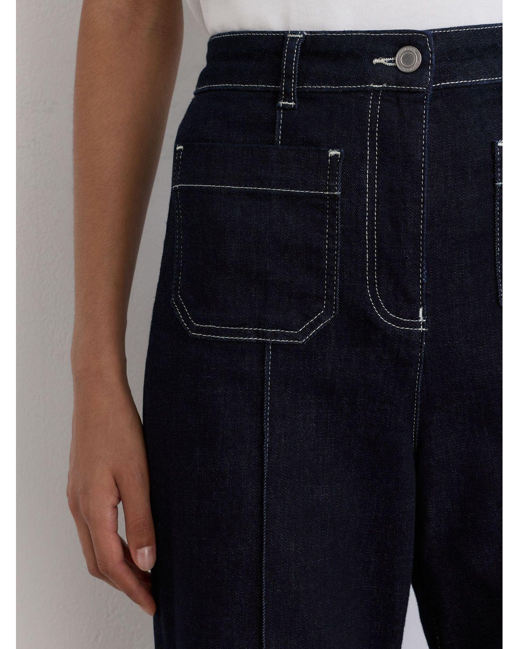 Reiss Blue Sakura Patch-Pocket Flared Jeans