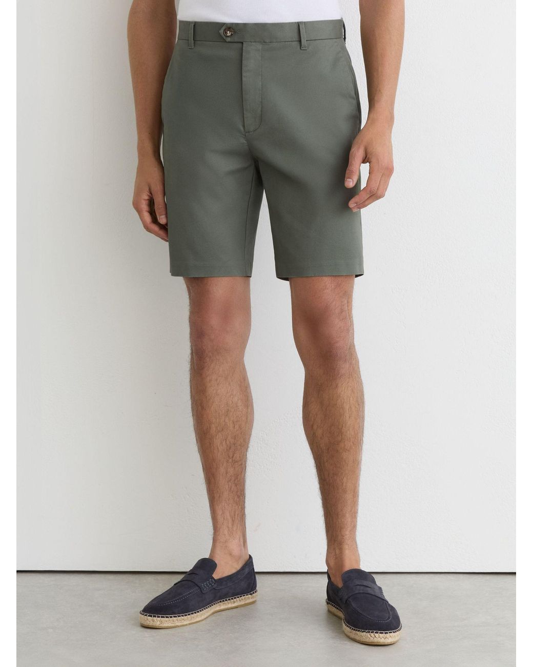 Reiss Blue Regular Length Cotton Chino Shorts With Stretch for men