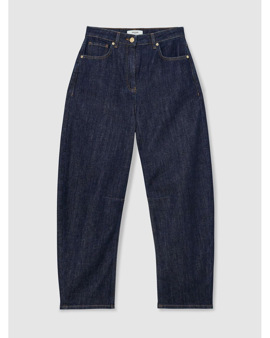 Reiss Blue Petite Barrel-Leg Jeans