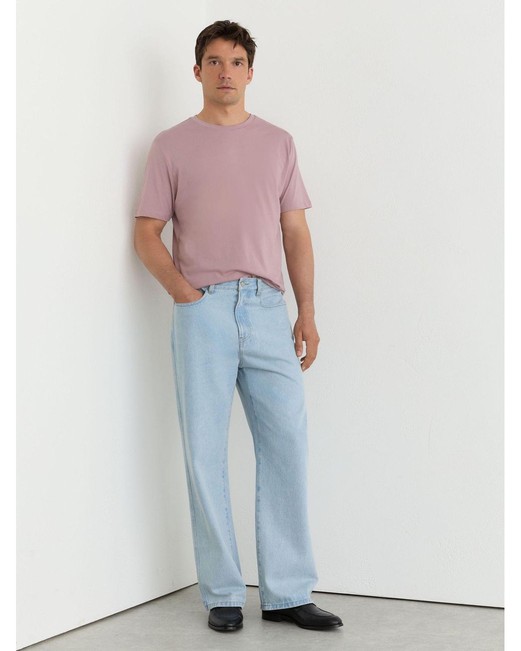 Reiss Purple Cotton Crew-Neck Tailored-Fit T-Shirt for men