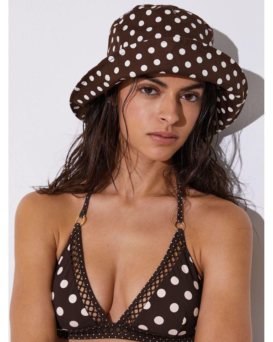 Reiss White Cotton Polka-Dot Bucket Hat, S & M