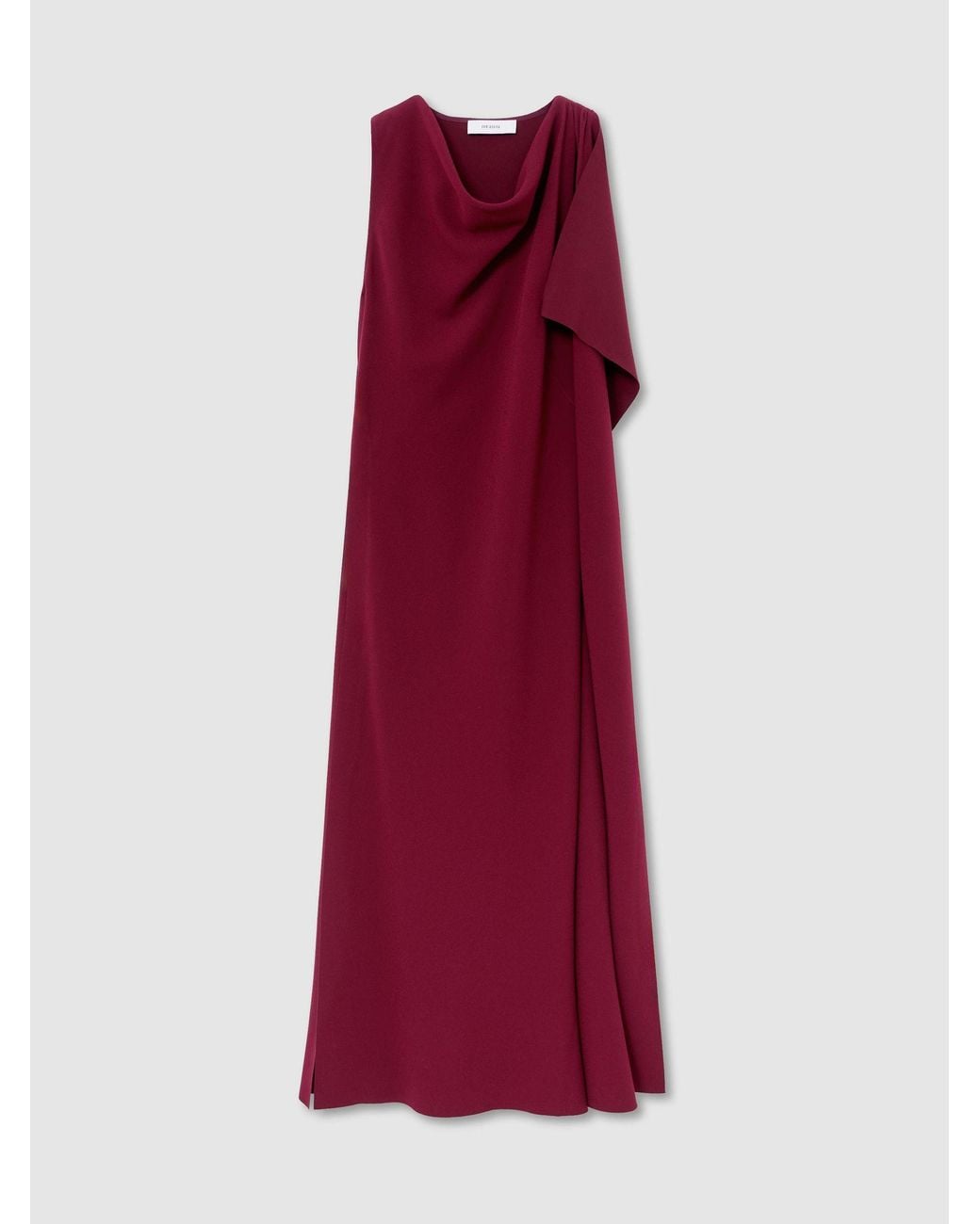 Reiss Red Emory Drape-Detail Cowl-Neck Midi Dress