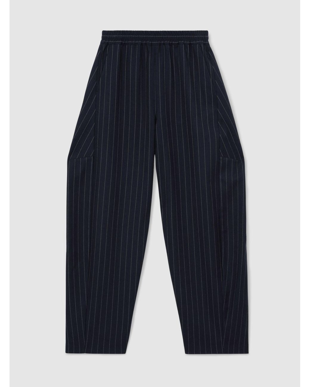 Reiss Blue Barrel-Leg Pinstripe Trousers