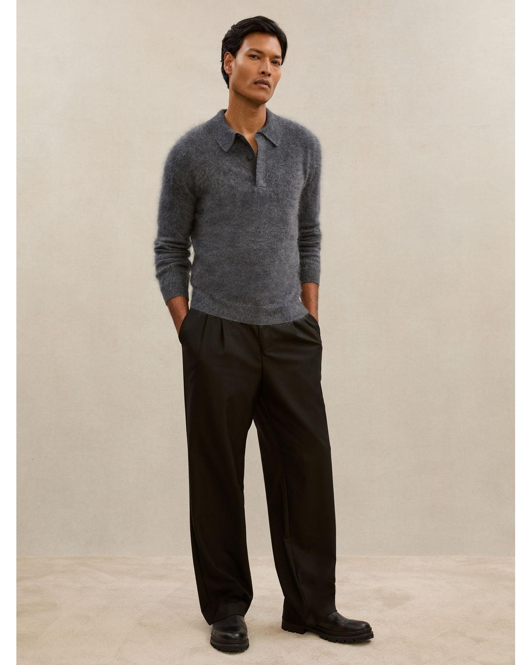 Reiss Multicolor Atelier Brushed-Cashmere Polo Jumper for men