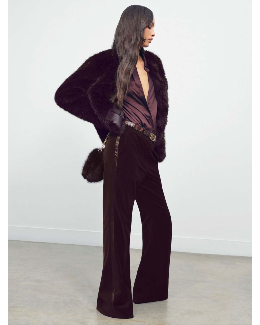 Reiss Velvet Tuxedo-Stripe Flared Trousers
