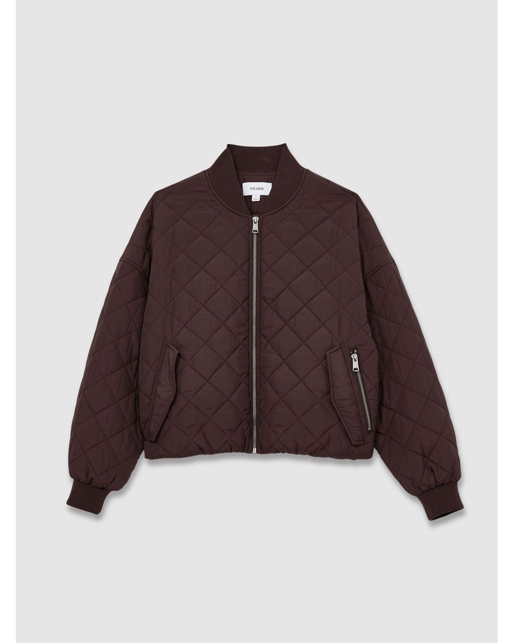 Reiss Blue Quilted Zip-Through Bomber Jacket