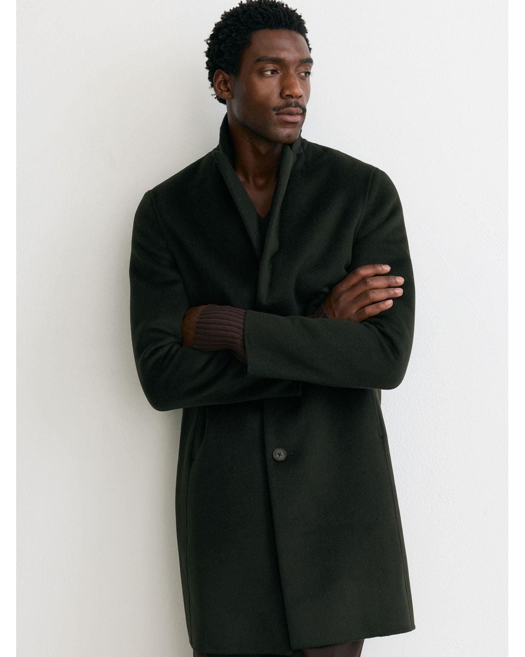 Reiss Black Knight - Green Wool-blend Single-breasted Epsom Coat, Xxl for men