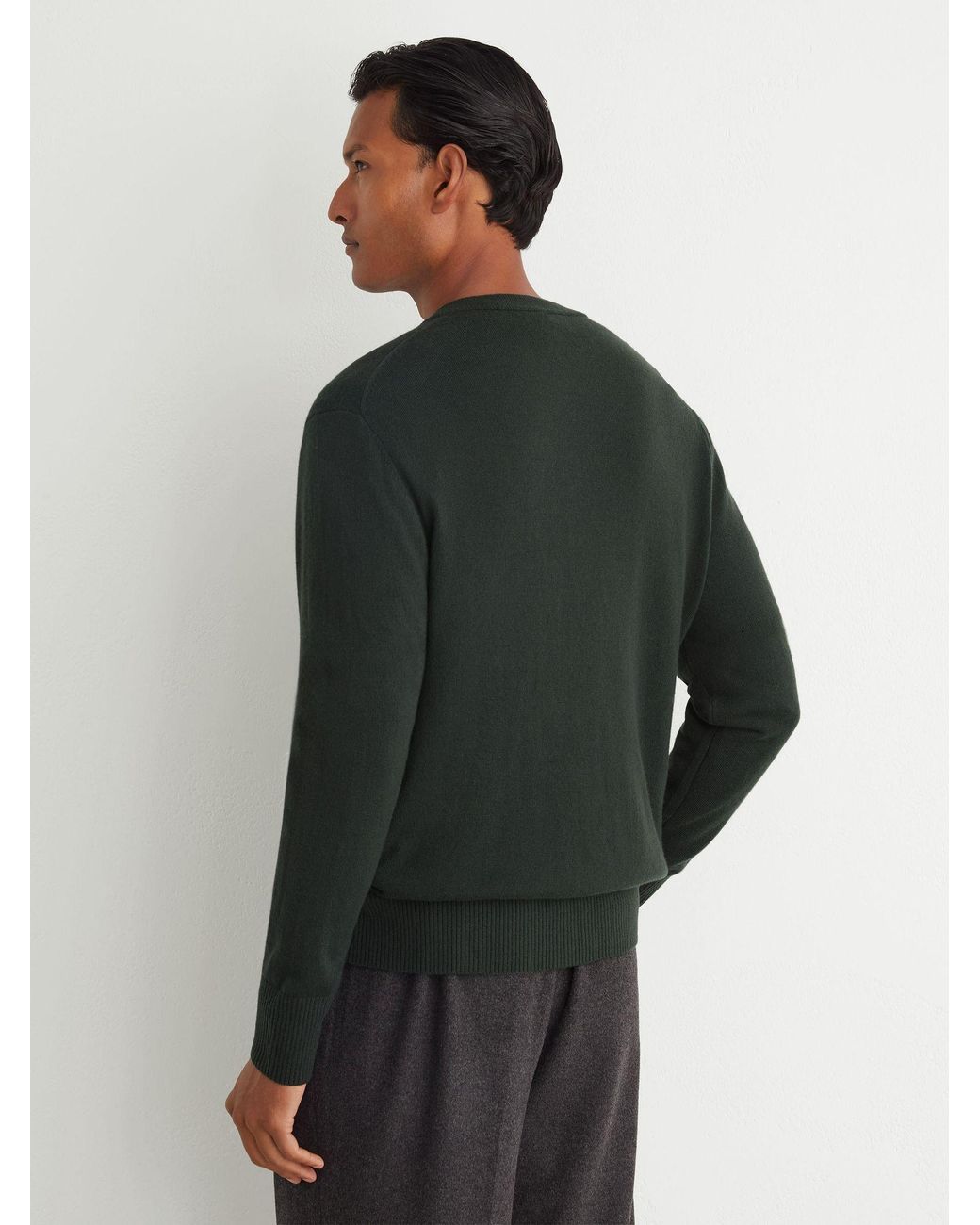 Reiss Green Wool-Cashmere Jersey-Knit Cardigan for men