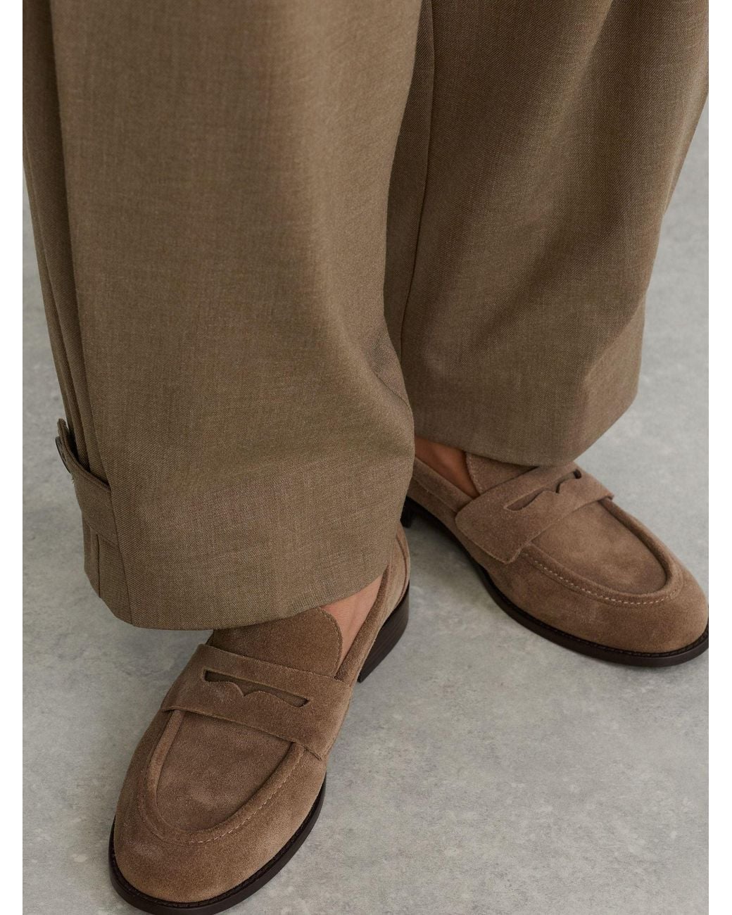 Reiss Natural Suede Penny Loafers