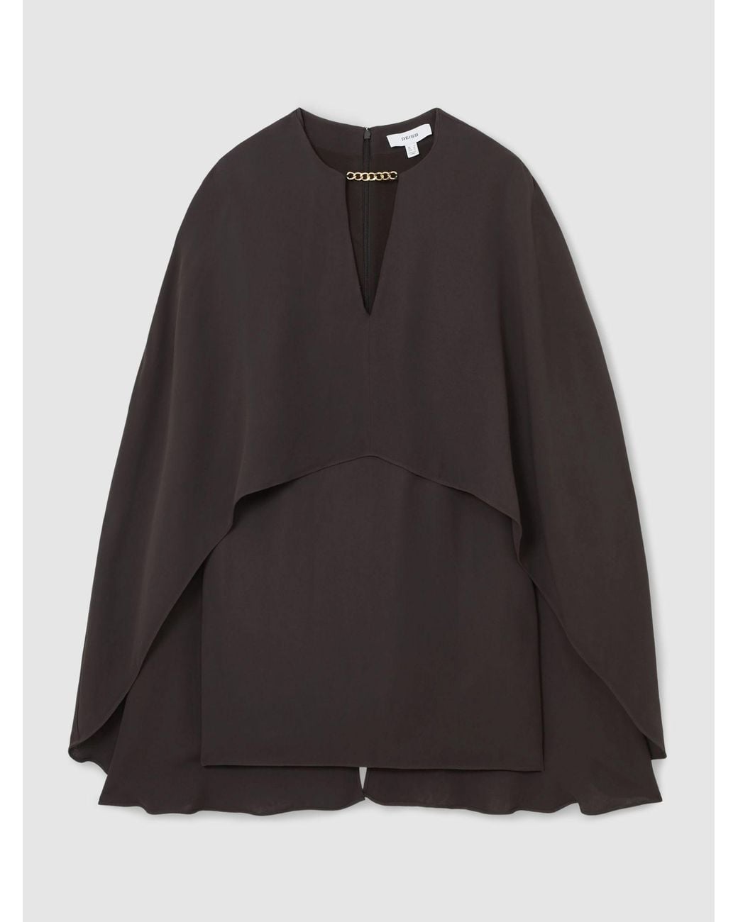 Reiss Black Chain-Detail Cape Mini Dress
