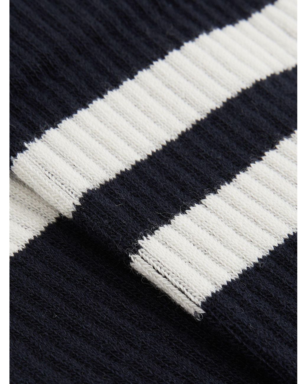 Reiss Black Ecru Cotton-Blend Double-Stripe Socks, M & L for men