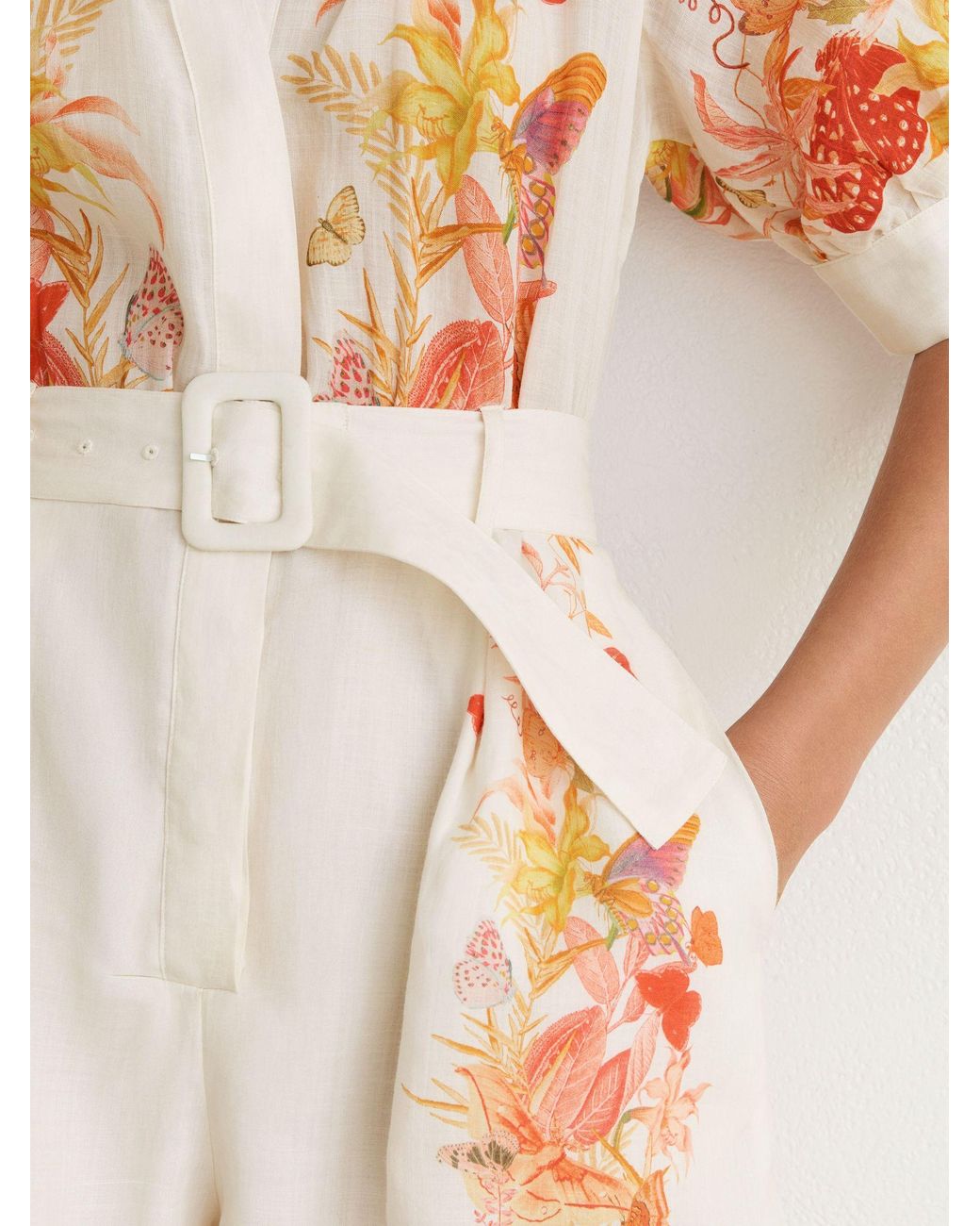 Reiss Natural X Nybg Ramie Butterfly-Print Playsuit