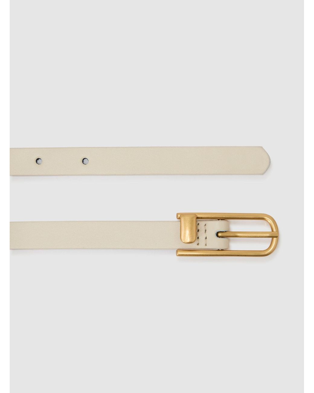 Reiss Natural Slim Leather Half-Keeper Belt