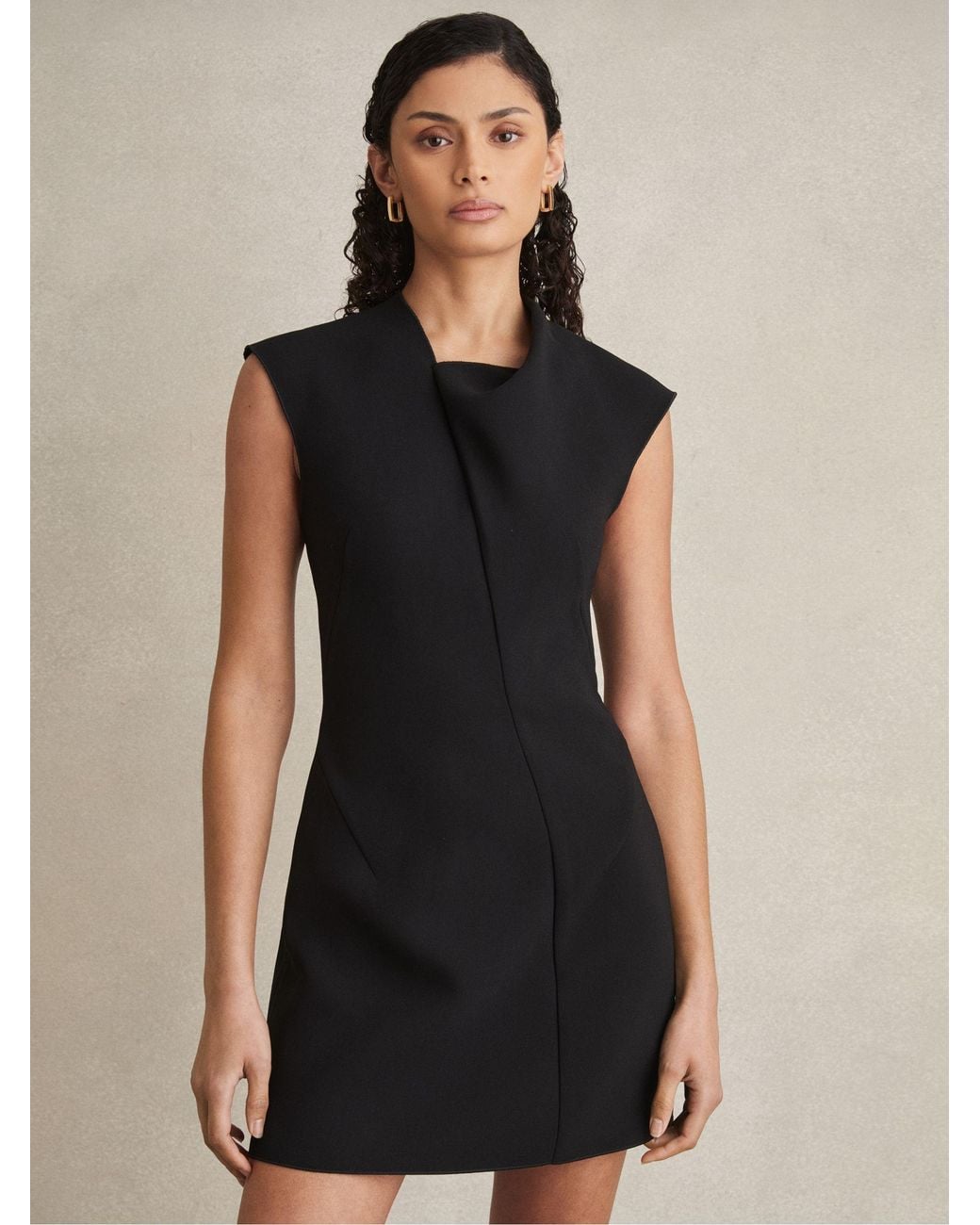 Acler Draped-Neck Mini Dress in Black | Lyst