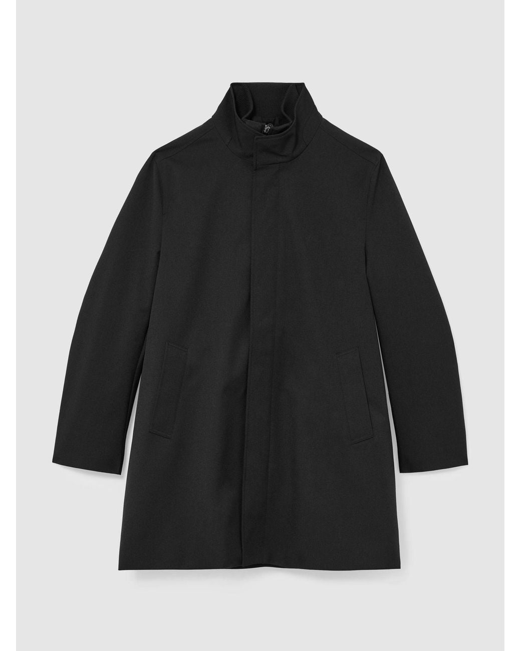 Reiss Flaye - Black Hybrid Gilet-insert Funnel-neck Overcoat, M for men