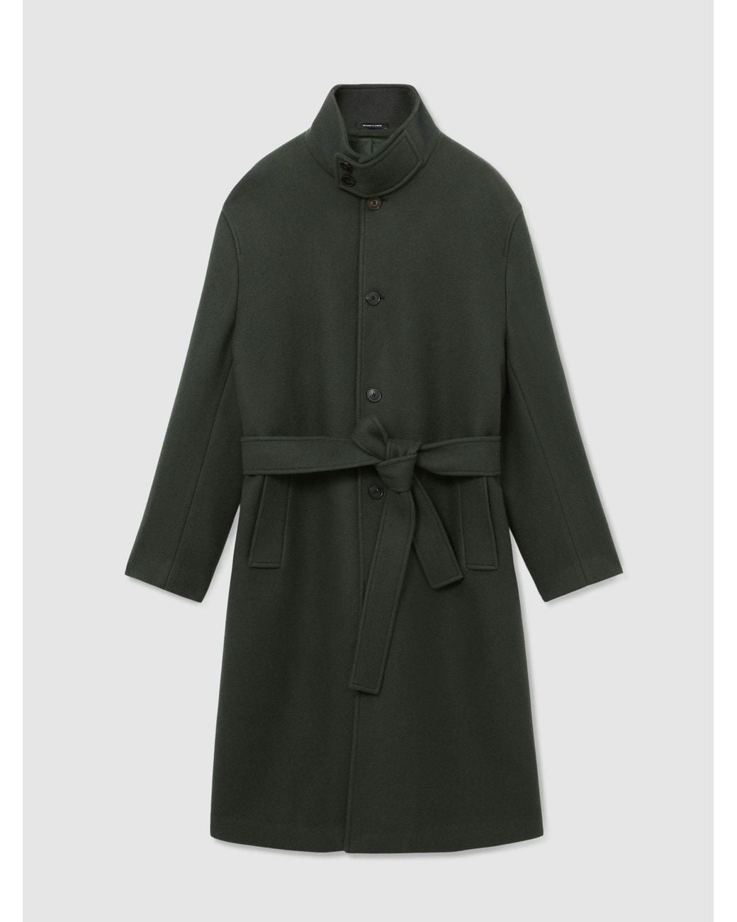 Reiss Multicolor Wool-Blend Belted Funnel-Neck Overcoat for men