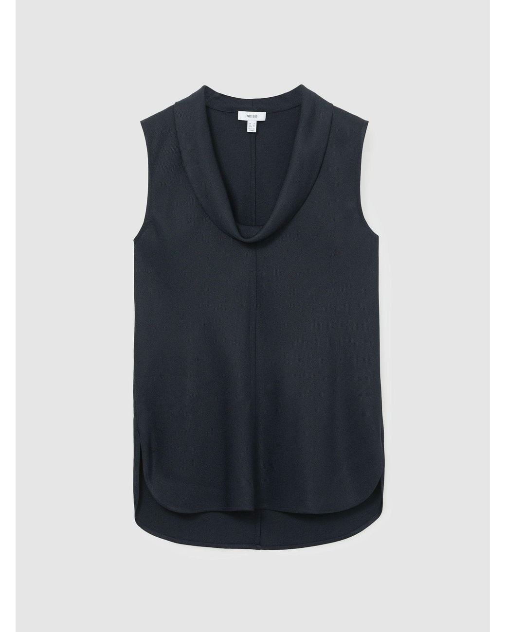 Reiss Blue Cowl-Neck Sleeveless Top