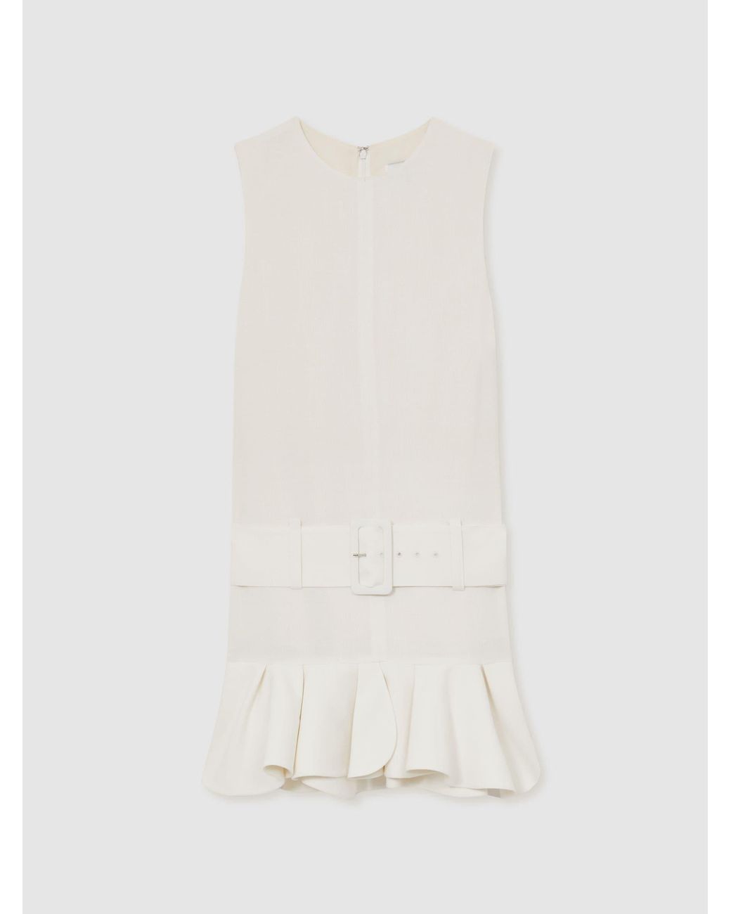 Reiss Natural Ruffled Belted Mini Dress