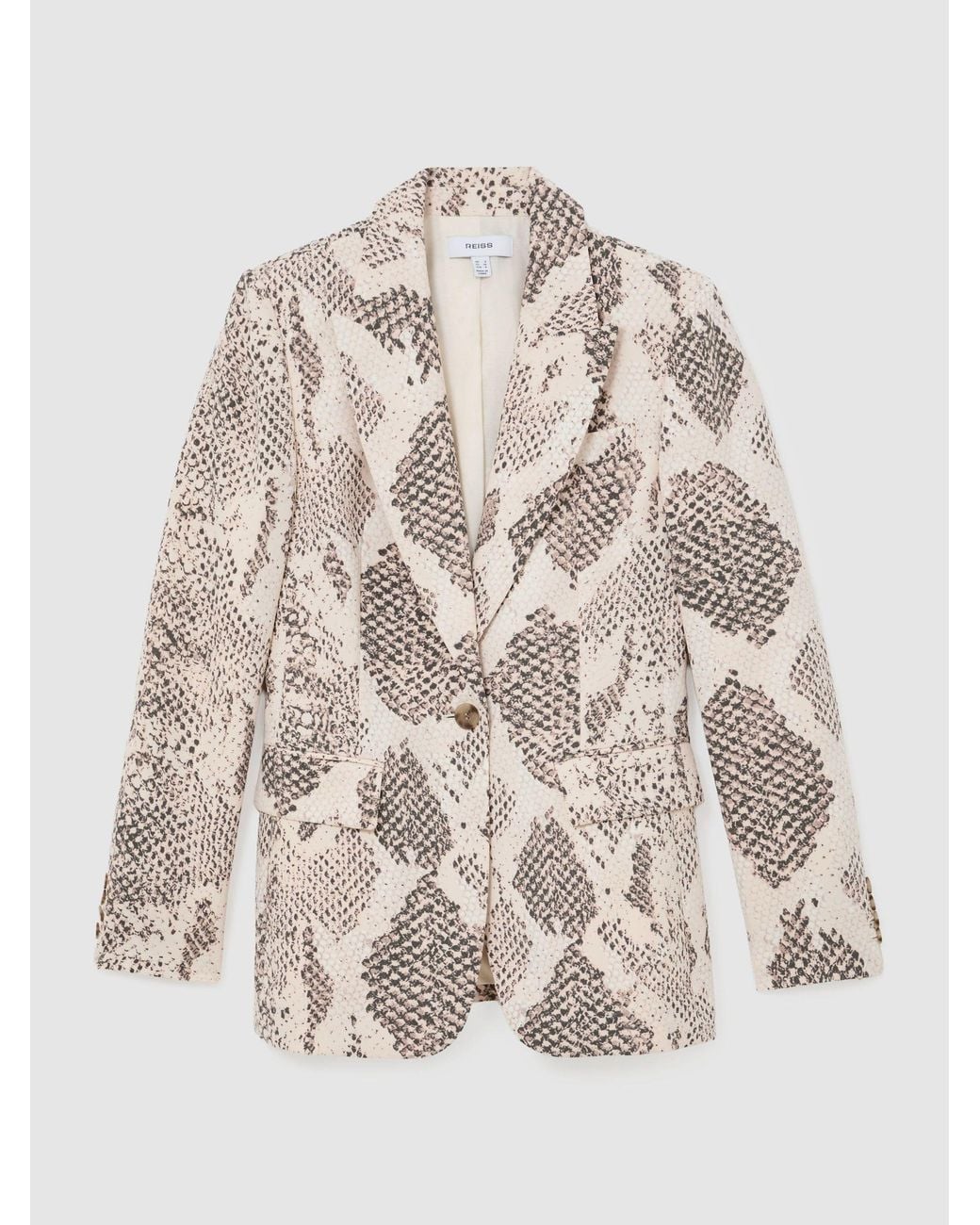 Reiss Natural Snake-Print Single-Breasted Blazer