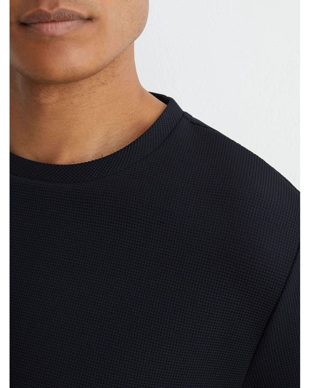 Reiss Blue Textured Modern-Fit Crew-Neck T-Shirt for men