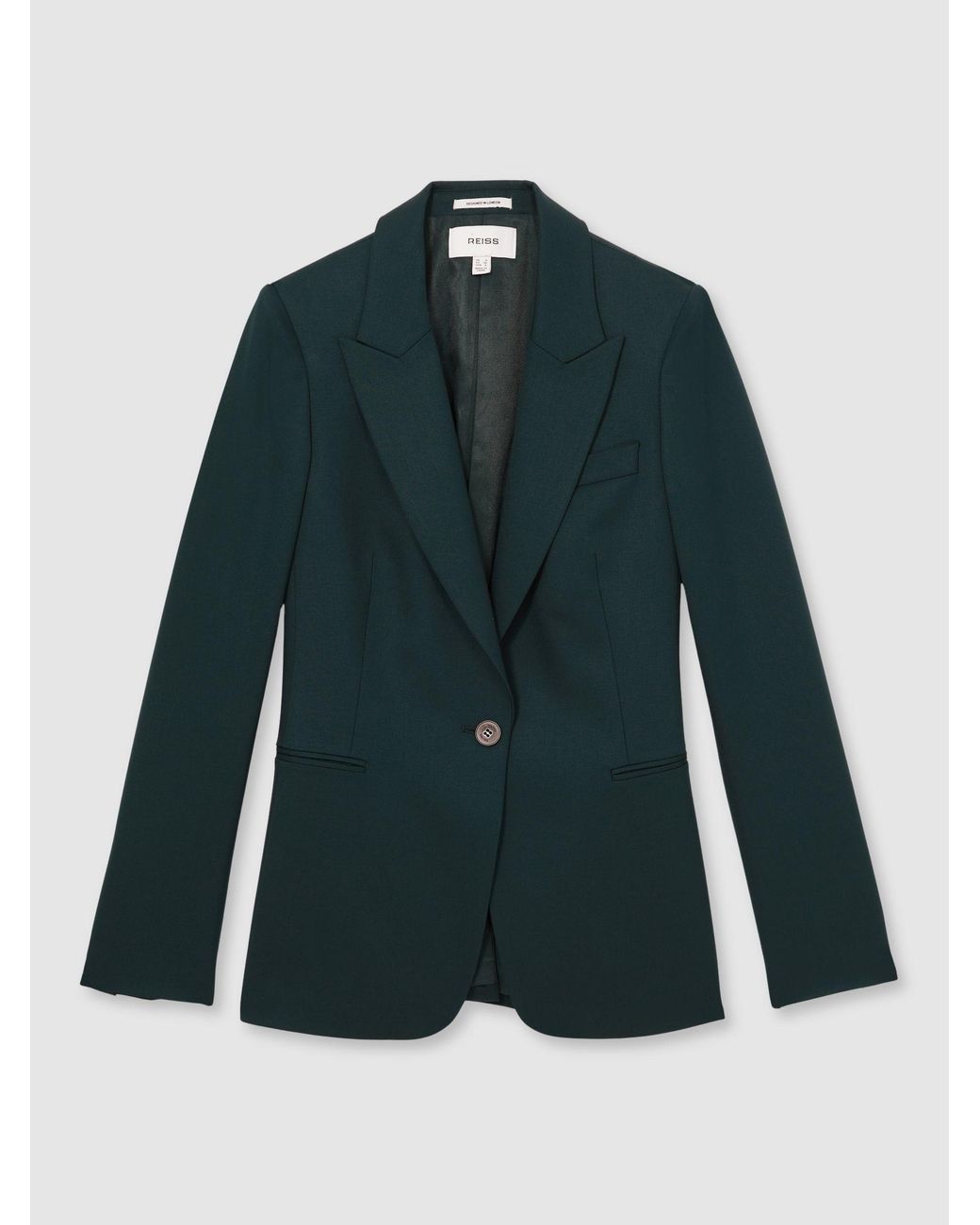 Reiss Blue Wool-Blend Single-Breasted Suit Blazer