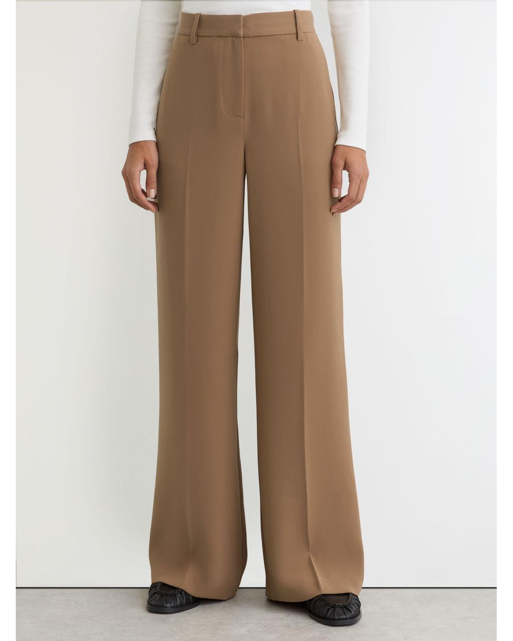 Reiss Natural Wide-Leg Tailored Trousers