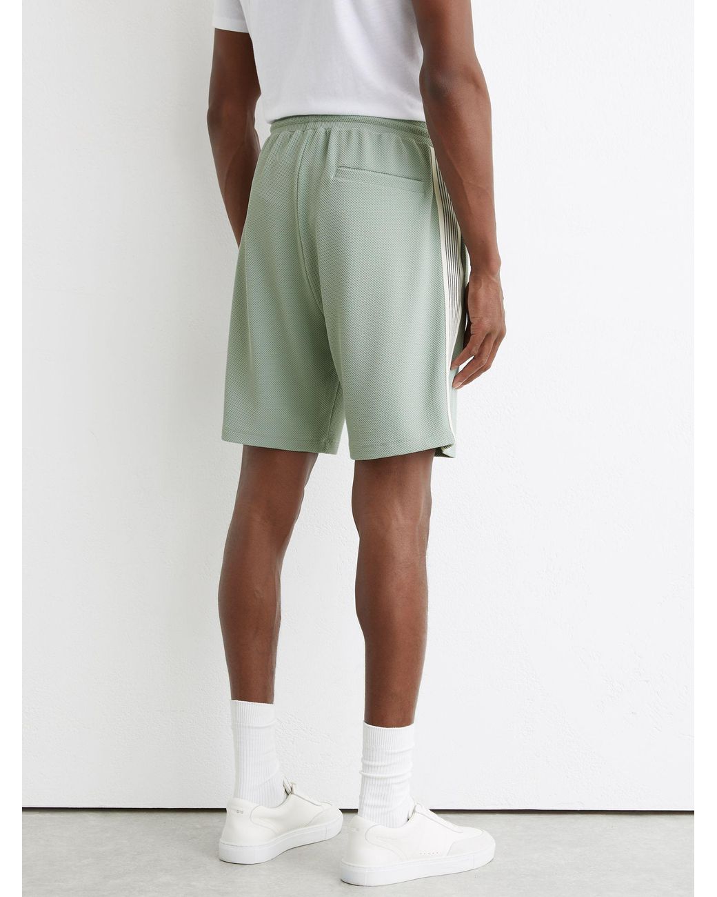 Reiss Blue Textured Side-Stripe Drawstring Shorts for men