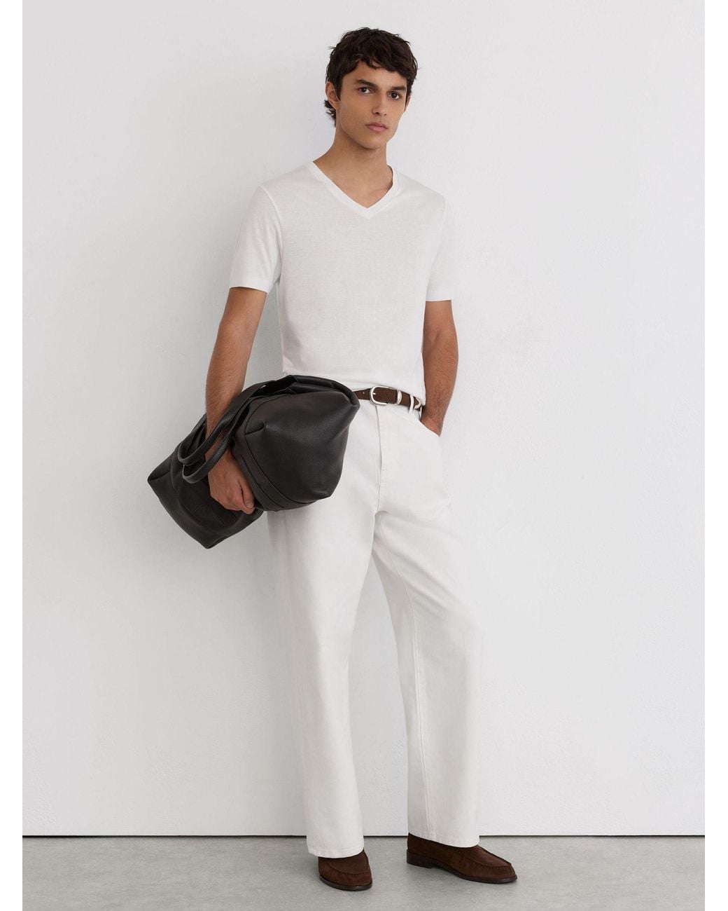 Reiss Salina - White Cotton-modal V-neck Tailored-fit T-shirt, Xl for men