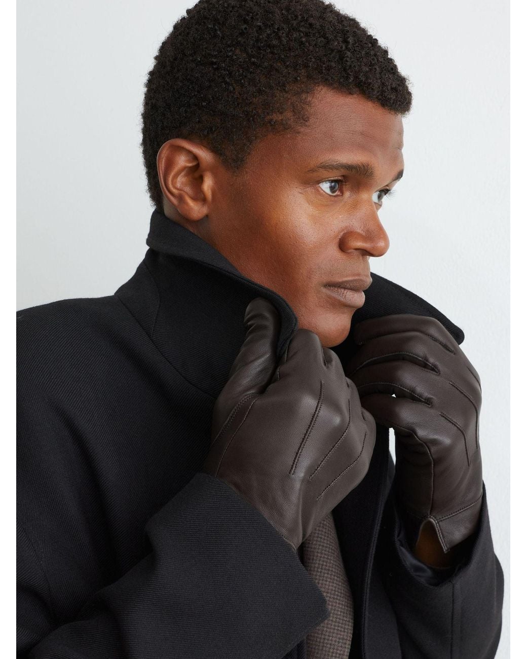 Reiss Black Nappa Leather Gloves for men
