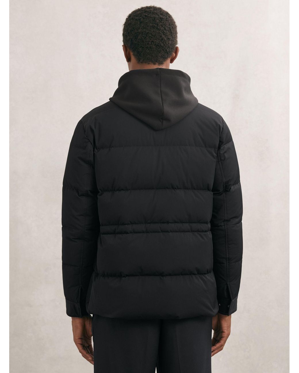 Reiss Black Quilted Four-Pocket Puffer Jacket for men