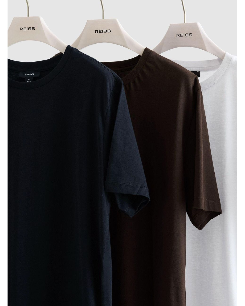 Reiss Black 3 - White/navy/coco Brown Bless T-shirt 3 Pack, Large for men