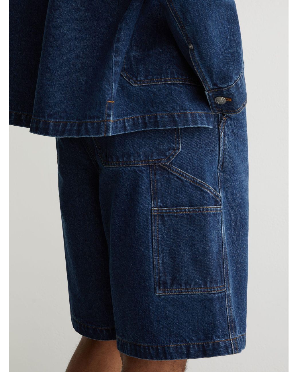Reiss Blue Monogram Relaxed-Fit Denim Shorts for men