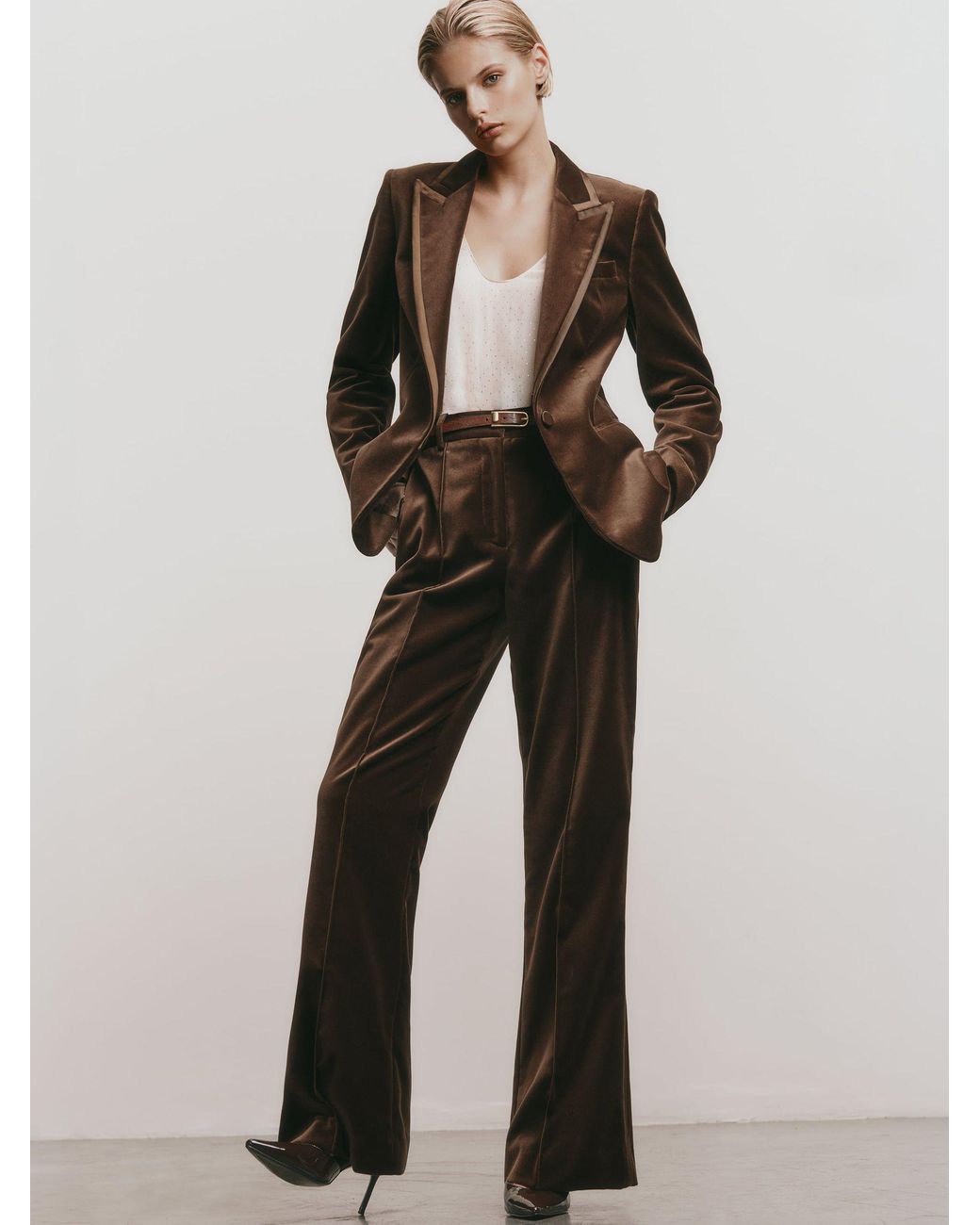 Reiss Black Velvet Satin-Trim Single-Breasted Suit Blazer