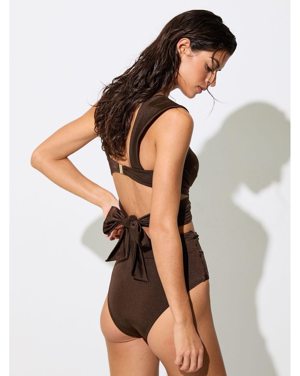 Reiss Black Wrap-Around Ruched Bikini Top