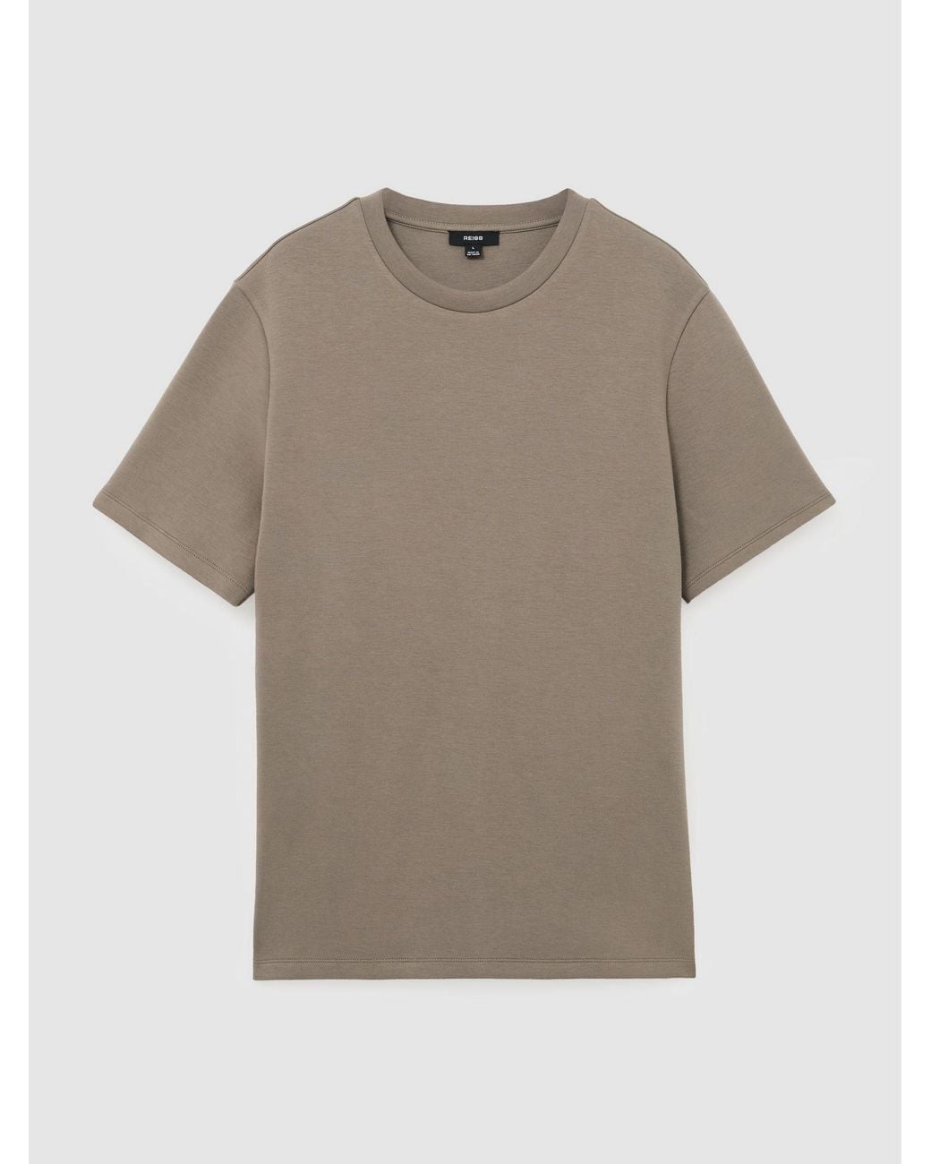 Reiss Gray Sueded Interlock Jersey Modern-Fit T-Shirt for men