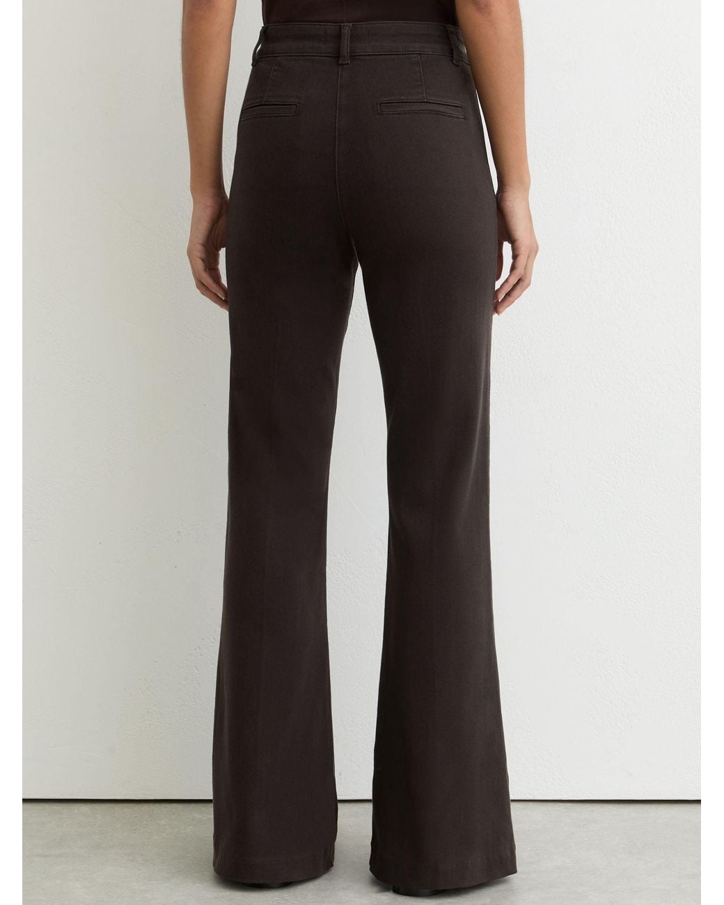 Reiss Black Button-Detail High-Rise Flared Jeans