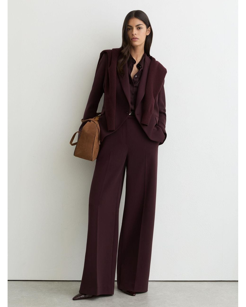 Reiss Blue Wide-Leg Suit Trousers