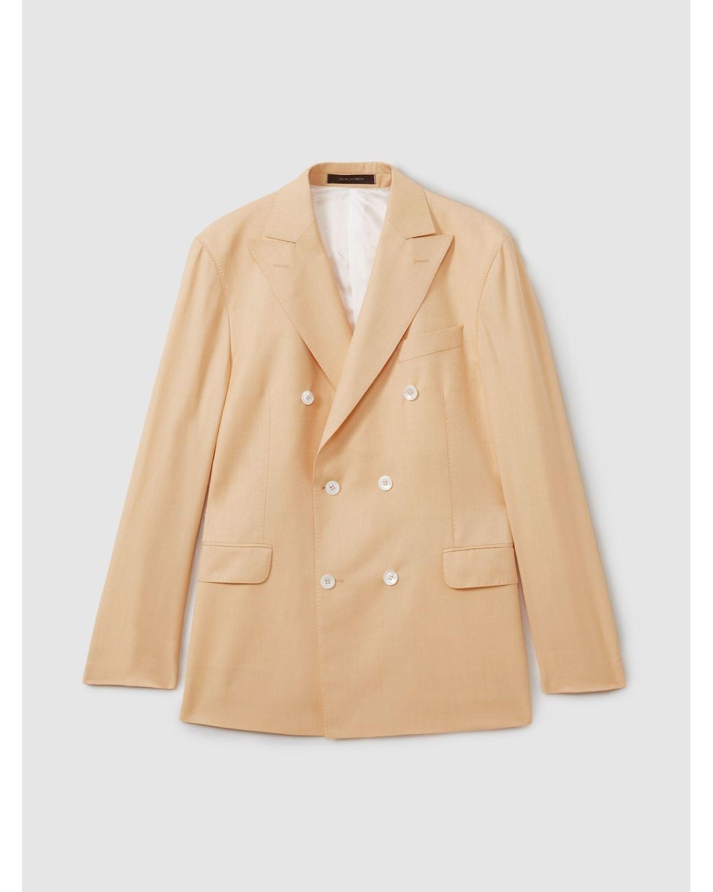 Oscar Jacobson Natural Wool Double Breasted Sand for men