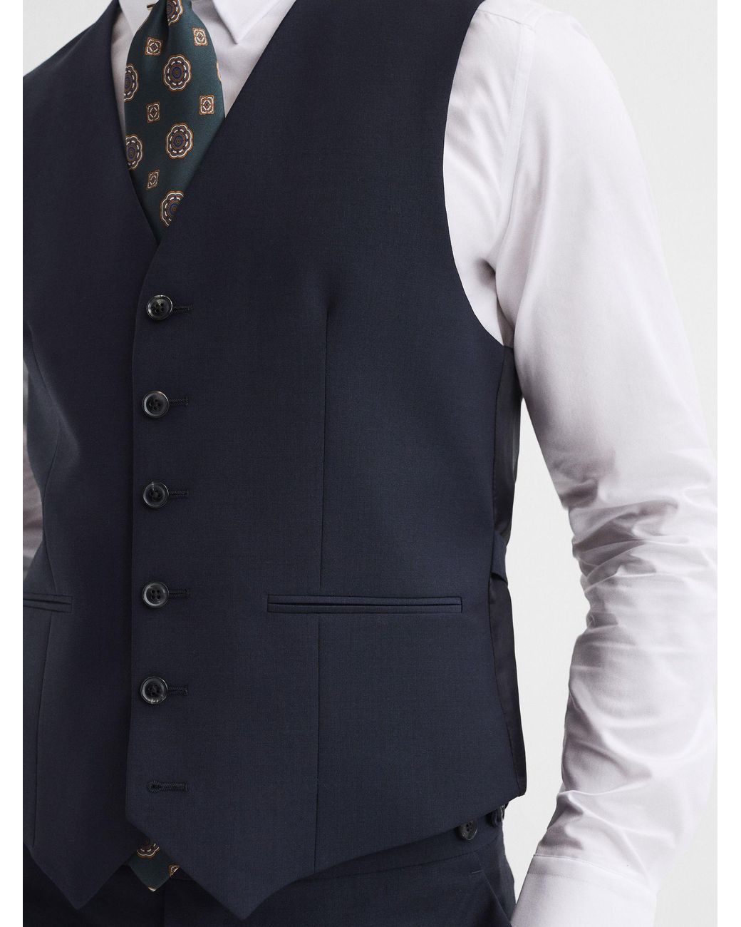 Reiss Blue Hope Modern Fit Travel Waistcoat for men