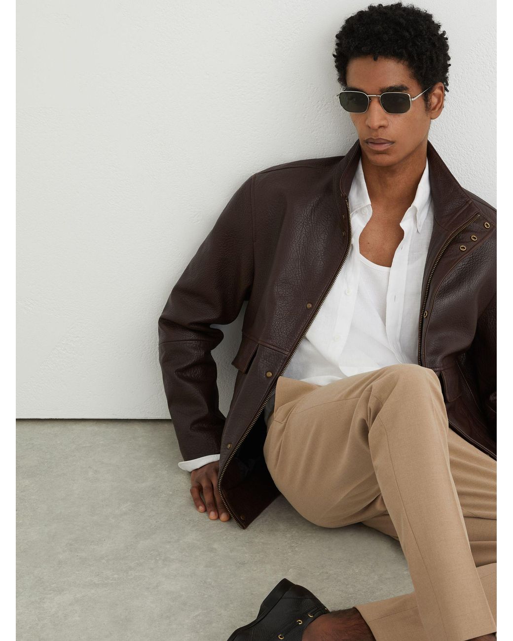 Reiss Natural Found Slim Fit Stretch Drawstring Trousers for men