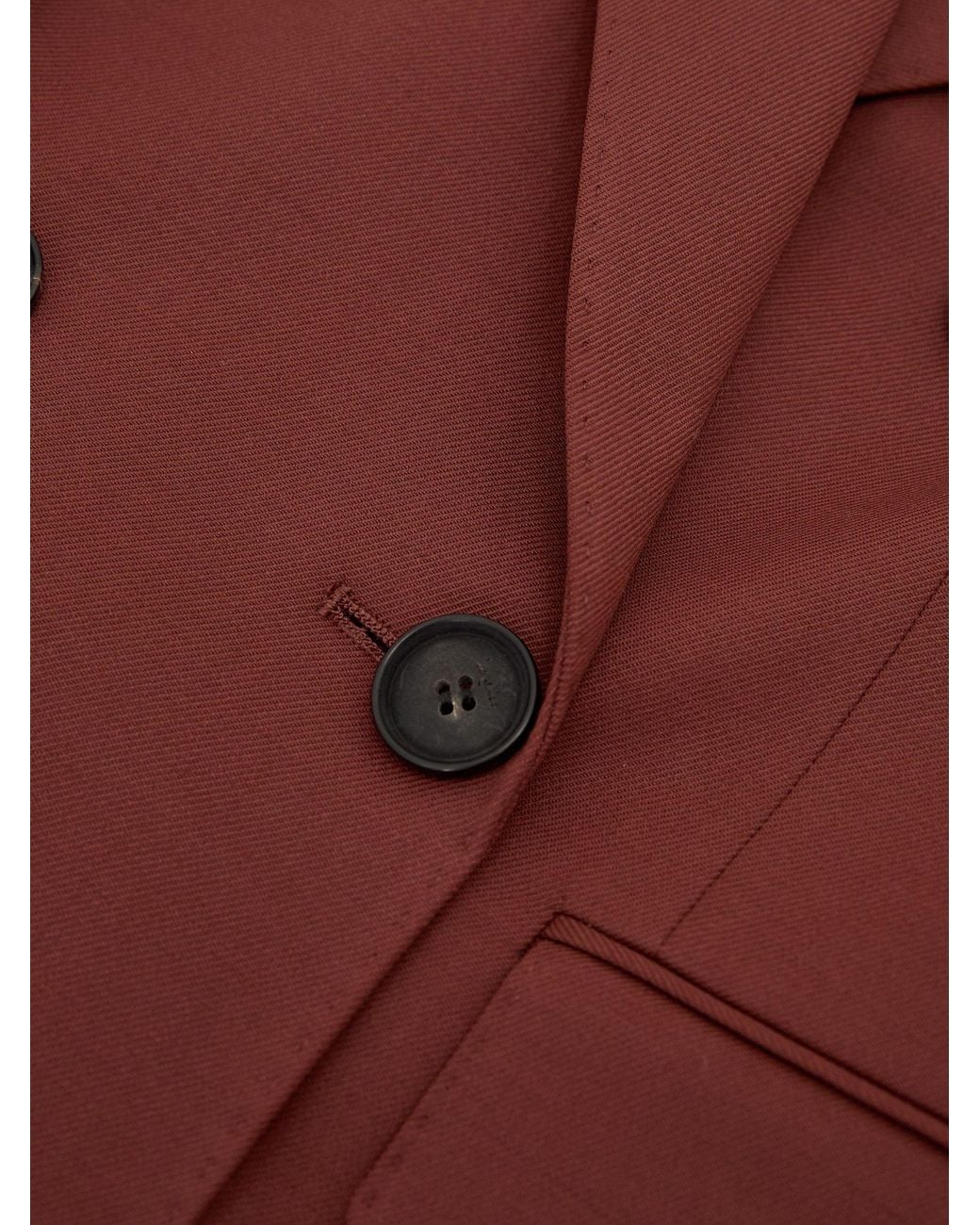 Reiss Brown Wool-Blend Double-Breasted Suit Blazer