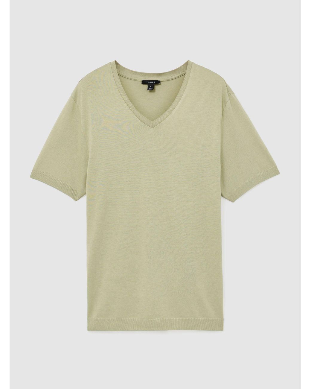 Reiss White Cotton- V-Neck Tailored-Fit T-Shirt for men